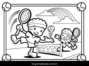 Tenis boyama sayfası – yaratıcılık, eğlenceli etkinlik
