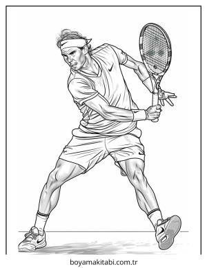 Tenis boyama sayfası – boyama etkinliği, çocuk aktivitesi