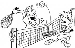 Tenis boyama sayfası,  coloring page, İki Dostum Tenis Oyna, 