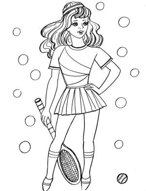 Tenis boyama sayfası,  coloring page, Güzel Bayan ve Tenis, 