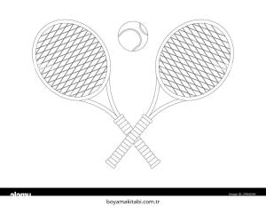 Tenis boyama sayfası – basit çizim, kolay boyama