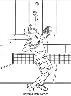 Tenis boyama sayfası – çocuklar için, çizgi film temalı