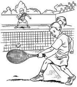 Tenis boyama sayfası,  coloring page, Kız ve Erkek Tenis Oynuyor, 