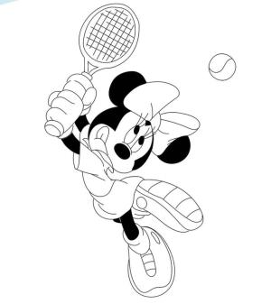 Tenis boyama sayfası,  coloring page, Minnie Mouse Tenis Oynuyor, 