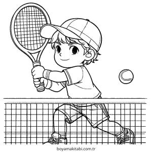 Tenis boyama sayfası – yaratıcılık, eğlenceli etkinlik