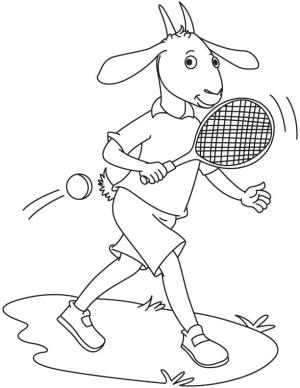 Tenis boyama sayfası,  coloring page, Goat Playing Tennis, 