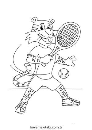 Tenis boyama sayfası – sevimli karakter, sanatsal çalışma