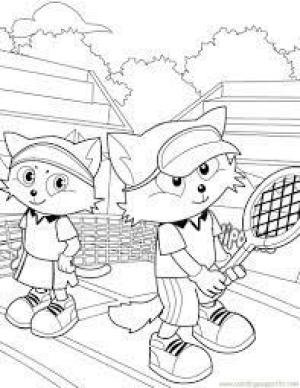 Tenis boyama sayfası,  coloring page, Tenis Oynayan Tilki, 