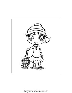 Tenis boyama sayfası – sanatsal çalışma, çocuklar için