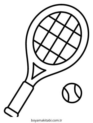 Tenis boyama sayfası – çizgi film temalı, basit çizim