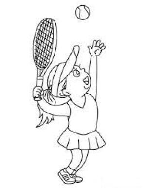 Tenis boyama sayfası,  coloring page, Tenis Oynayan Kız, 