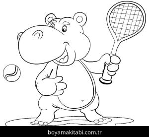 Tenis boyama sayfası – çocuk aktivitesi, PDF indir
