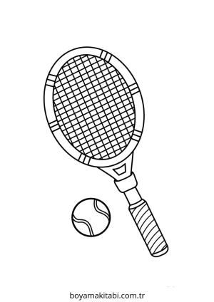 Tenis boyama sayfası – sanatsal çalışma, çocuklar için