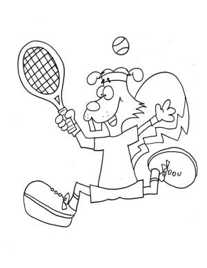 Tenis boyama sayfası,  coloring page, Tenis Oynayan Sincap, 