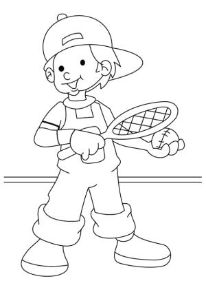 Tenis boyama sayfası,  coloring page, Boy Playing Tennis, 