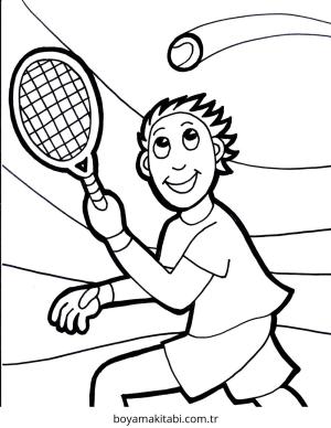Tenis boyama sayfası – kolay boyama, eğitici aktivite