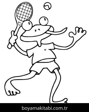 Tenis boyama sayfası – çizgi film temalı, basit çizim