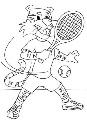 Tenis boyama sayfası,  coloring page, Kaplan Tenis Oyna, 