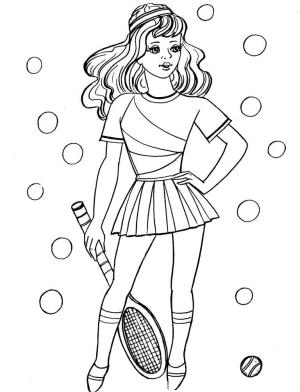 Tenis boyama sayfası,  coloring page, Beautiful Lady And Tennis, 