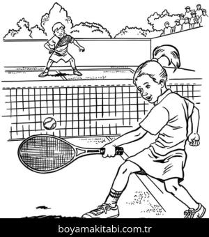 Tenis boyama sayfası – eğlenceli etkinlik, el becerilerini geliştirir