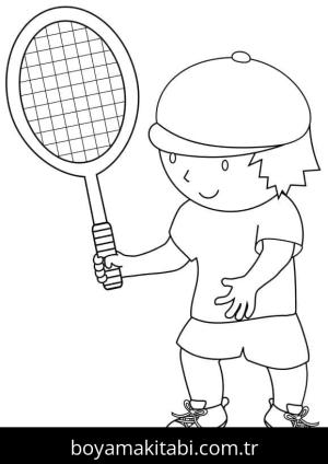 Tenis boyama sayfası – kolay boyama, eğitici aktivite