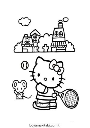 Tenis boyama sayfası – çocuklar için, çizgi film temalı