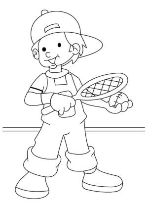 Tenis boyama sayfası,  coloring page, Tenis Oynayan çocuk, 