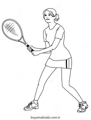 Tenis boyama sayfası – çocuk aktivitesi, PDF indir