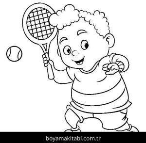 Tenis boyama sayfası – okul öncesi, evde etkinlik