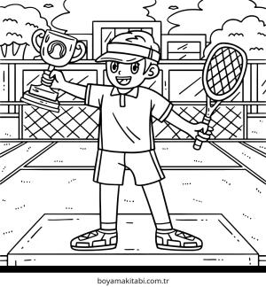 Tenis boyama sayfası – boyama etkinliği, çocuk aktivitesi