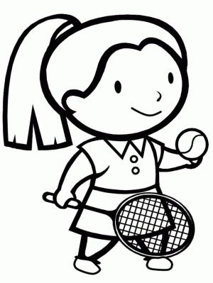 Tenis boyama sayfası,  coloring page, Girl Playing Tennis, 