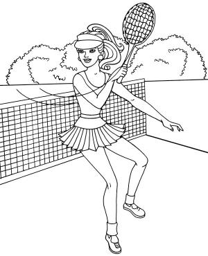 Tenis boyama sayfası,  coloring page, Tenis Oynayan Güzel Kız, 