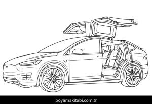 Tesla boyama sayfası – çizgi film temalı, basit çizim