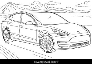Tesla boyama sayfası – sanatsal çalışma, çocuklar için