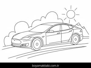 Tesla boyama sayfası – sevimli karakter, sanatsal çalışma