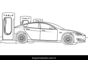 Tesla boyama sayfası – çocuklar için, çizgi film temalı