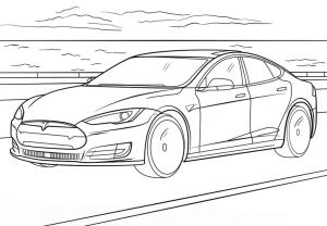 Tesla boyama sayfası,  coloring page, Tesla Model S Araba, 