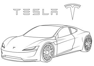 Tesla boyama sayfası,  coloring page, Tesla Roadster 2.0 Yazdır, 