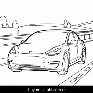Tesla boyama sayfası – sanatsal çalışma, çocuklar için