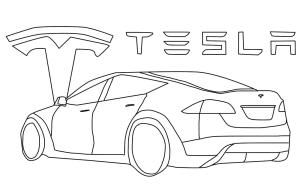 Tesla boyama sayfası,  coloring page, Tesla Model X Araba, 