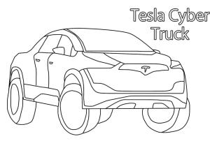 Tesla boyama sayfası,  coloring page, Tesla Cyber Kamyon, 