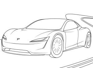 Tesla boyama sayfası,  coloring page, Tesla Spor Araba, 