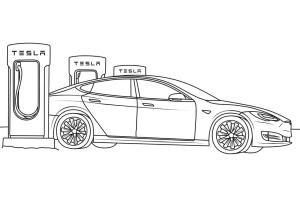 Tesla boyama sayfası,  coloring page, Tesla Arabası, 