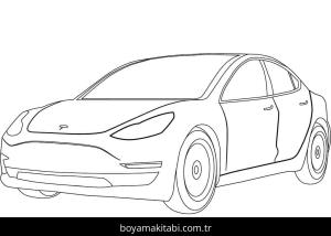 Tesla boyama sayfası – çizgi film temalı, basit çizim