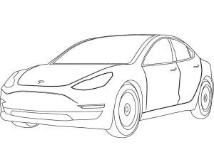 Tesla boyama sayfası,  coloring page, Tesla Modeli 3 Araba, 