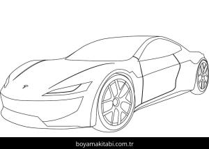 Tesla boyama sayfası – çizgi film temalı, basit çizim