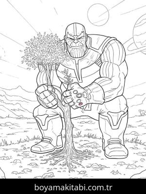 Thanos boyama sayfası – sevimli karakter, sanatsal çalışma