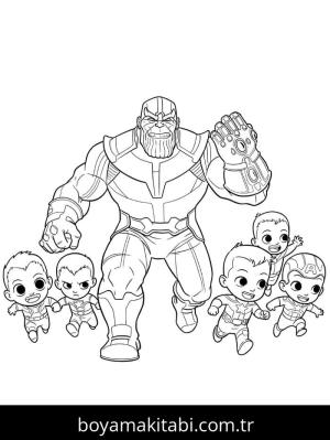 Thanos boyama sayfası – el becerilerini geliştirir, boyama çalışması