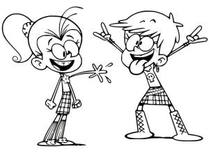 The Loud House boyama sayfası,  coloring page, The Loud House dan Luan ve Luna, 