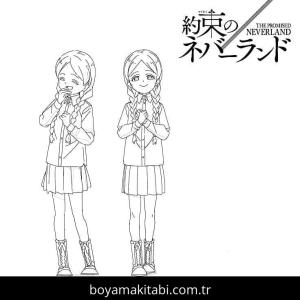 The Promised Neverland boyama sayfası – boyama etkinliği, çocuk aktivitesi